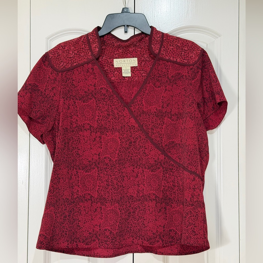 Norton McNaughton Burgundy Floral Blouse